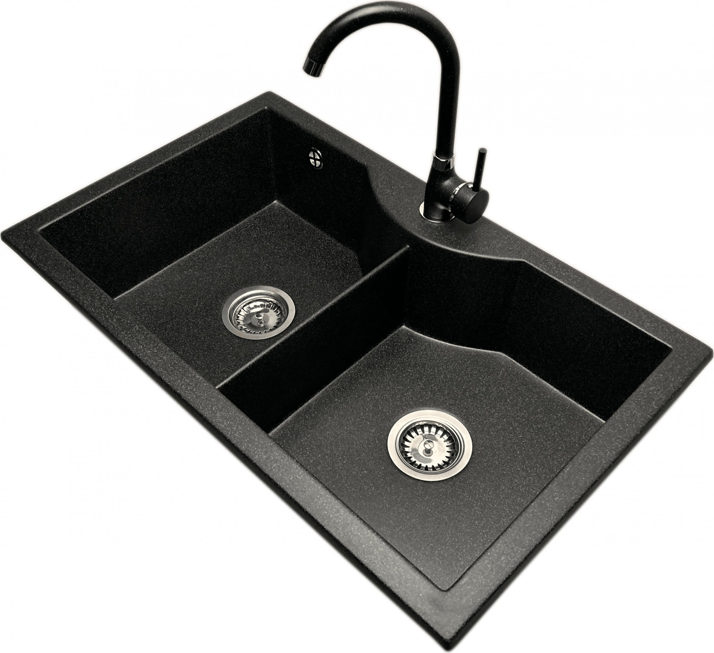 Zlewozmywak PREHNIT Zlewozmywak 2 komorowy PENTA grafit + bateria NOON