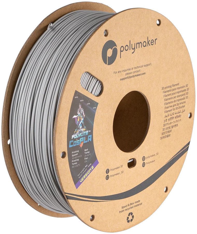 Filament Polymaker PolyLite CosPLA Version B 1,75mm 1kg - More durable - Grey}