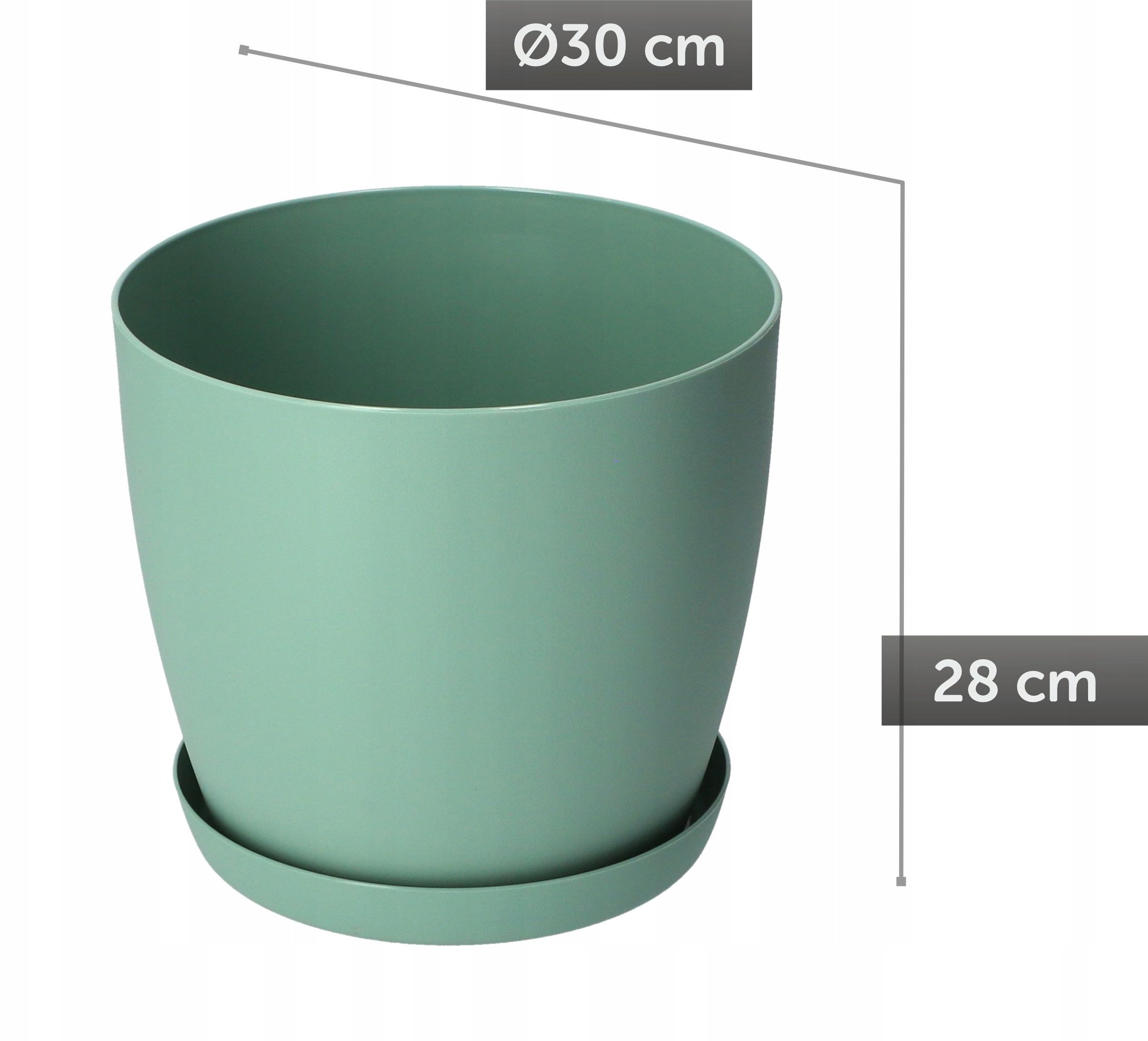 KADAX Doniczka Osłonka Donica 30cm Na Kwiaty Z Podstawką Zielona Do Salonu