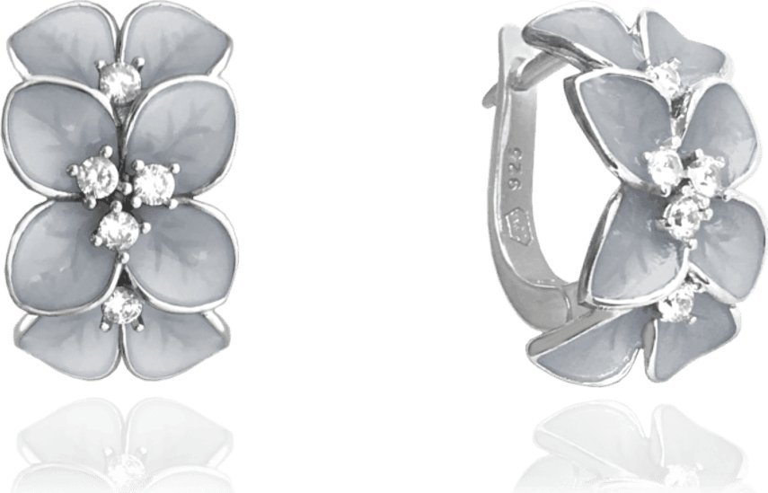 Minet MINET Kwieciste srebrne kolczyki FLOWERS