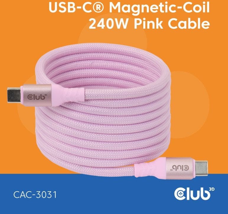 Kabel USB Club 3D USB-C - USB-C 2 m Różowy (CAC-3031)