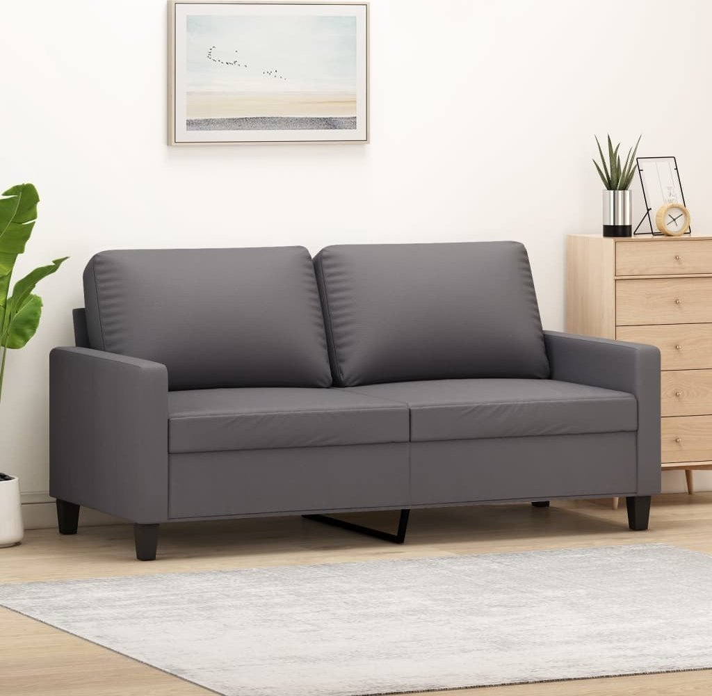 vidaXL 2-osobowa sofa, szary, 140 cm, sztuczna skóra