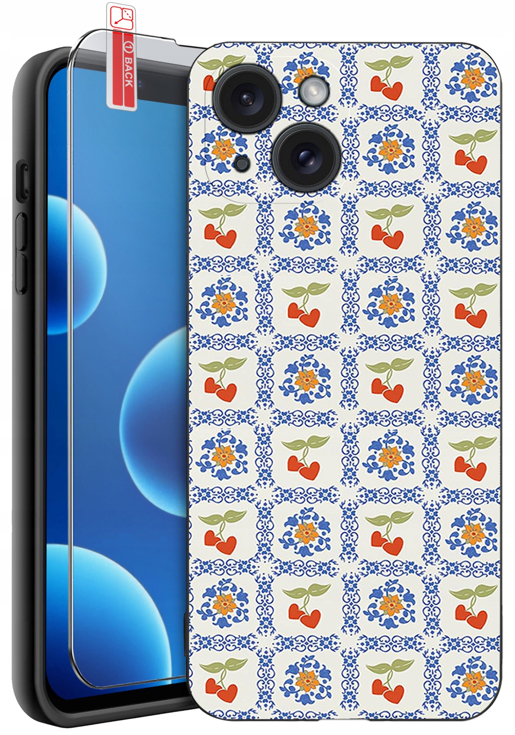 ETUI do iPhone 13 | 14 | WZORY | SILIKONOWE MATT CASE + SZKŁO 9H