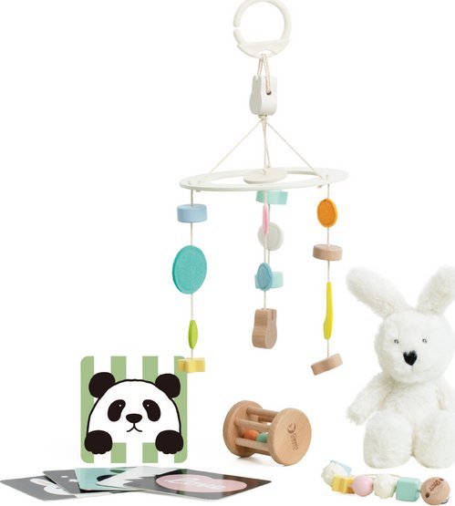 Tooky Toy Pastelowy Zestaw dla Niemowląt Box Pierwsze Zabawki od 0 do 6 miesiąca