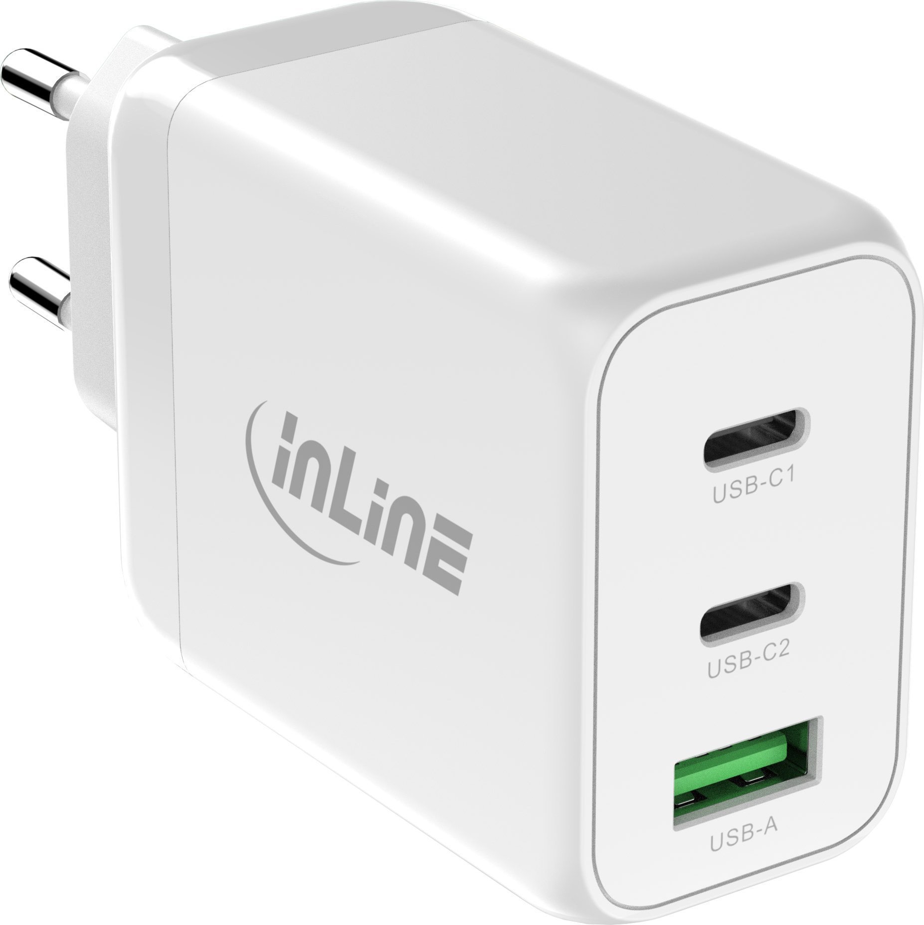 Ładowarka Axagon InLine® USB PD zasilacz, ładowarka GaN, 3-Port, Dual USB-C+USB-A, 65W, biały