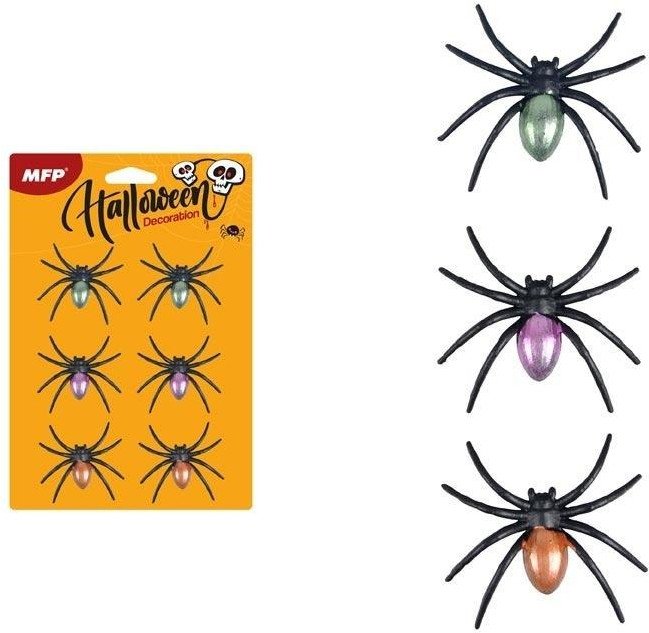 Pająk plastikowy metalizowany 6,5cm 6szt