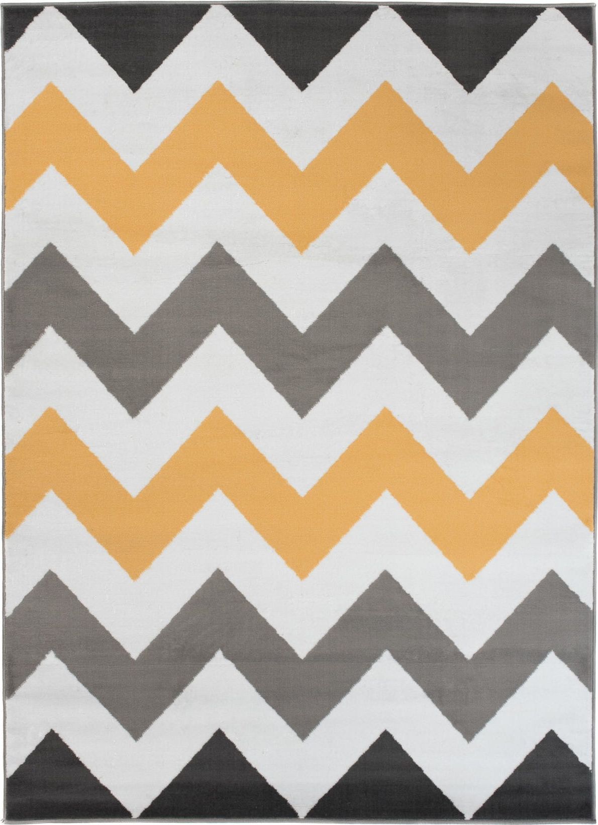 Carpetpol Dywan nowoczesny zygzaki pasy żółty szary biały Z903A WHITE MAYA PP EYM (1.20*1.70)