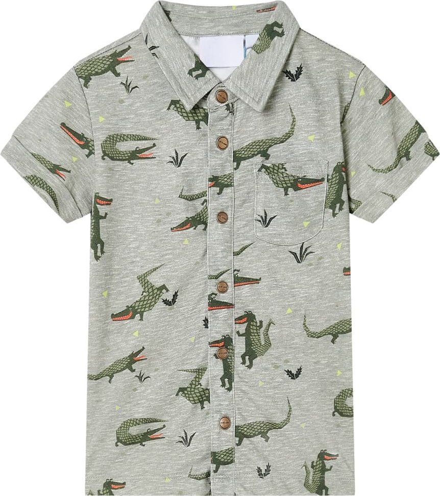 vidaXL Koszula dziecięca z krótkimi rękawami, jasne khaki melanżowe, 104