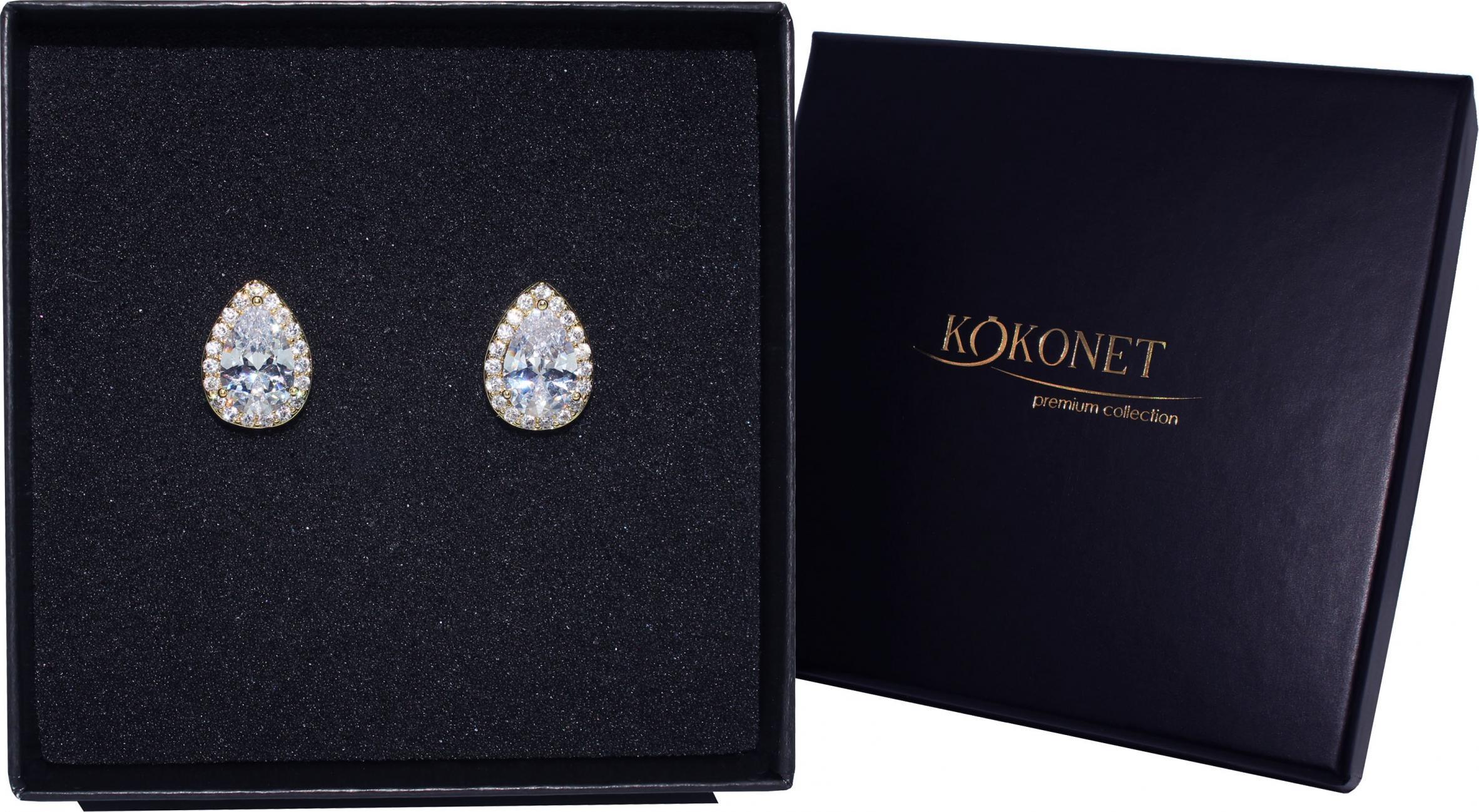 KOKONET kolczyki łezki DELIKATNE ŚLUBNE złote pozłacane