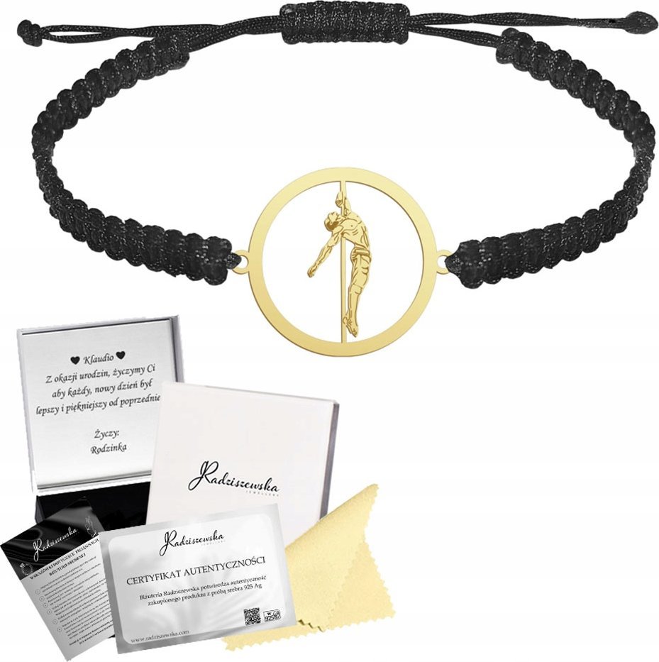 Radziszewska Jewellery Bransoletka Złota Pole Dance Męski Srebro 925 Grawer Makrama Biżuteria