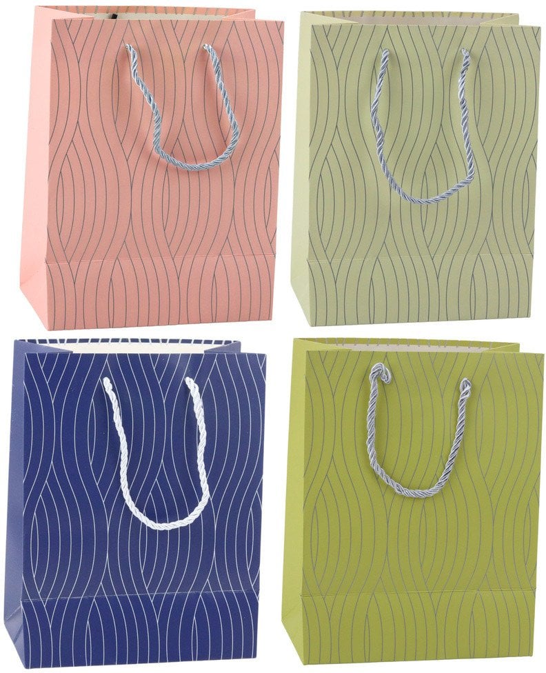 Torba Prezentowa Papierowa Srebrne Linie Faliste 23 x 18 x 10,5 cm