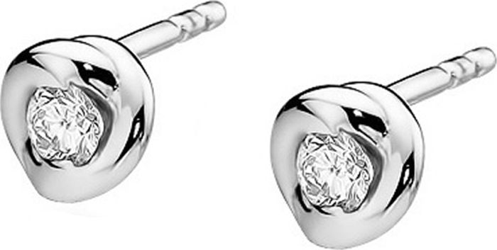 Lovrin Kolczyki z białego złota 585 kółeczka wkrętki diament