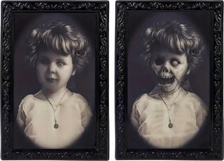 Korbi OBRAZ 3D UPIÓR ZMIENIAJĄCY TWARZ DZIECKA DZIEWCZYNKI HALLOWEEN HORROR