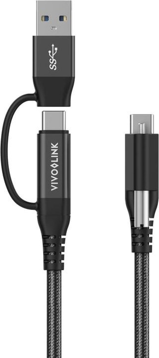 Kabel USB VivoLink USB-A + USB-C - USB-C 1.5 m Czarny (PROUSBCMM1.5ADP)