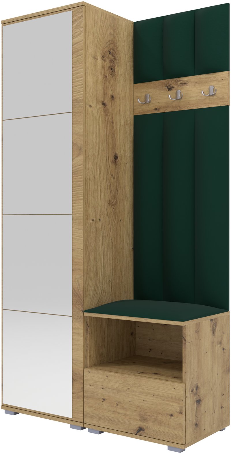 Tapicerowana garderoba Nela I LUX z lustrem - kolor dąb artisan + tkanina Trinity 28