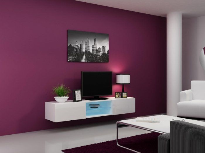 Cama Meble Szafka RTV VIGO GLASS 30/180/40 biały/biały połysk