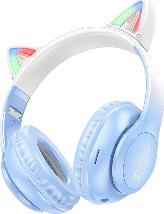 Słuchawki Hoco HOCO słuchawki bezprzewodowe bluetooth nagłowne W42 Kocie Uszy krystaliszny niebieski