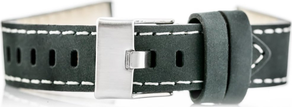 Pasek skórzany do zegarka W25 - szary - 22mm