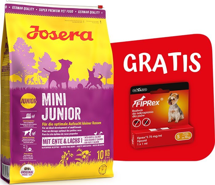 Josera JOSERA Mini Junior 10kg + Fiprex 75 S 1ml GRATIS!!