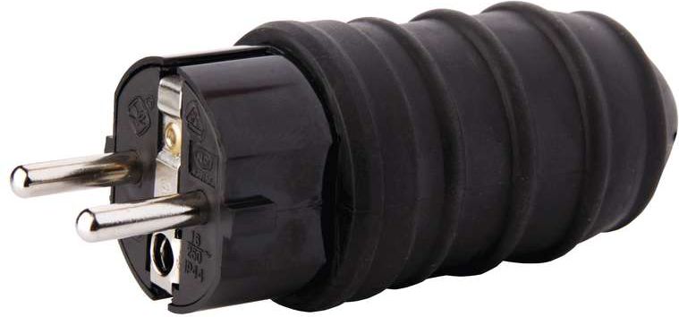 Emos Wtyczka gumowa 10/16A 250V 2P+Z IP44 czarna (P0050)