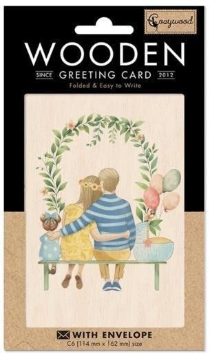 Karnet drewniany C6 + koperta Rodzina