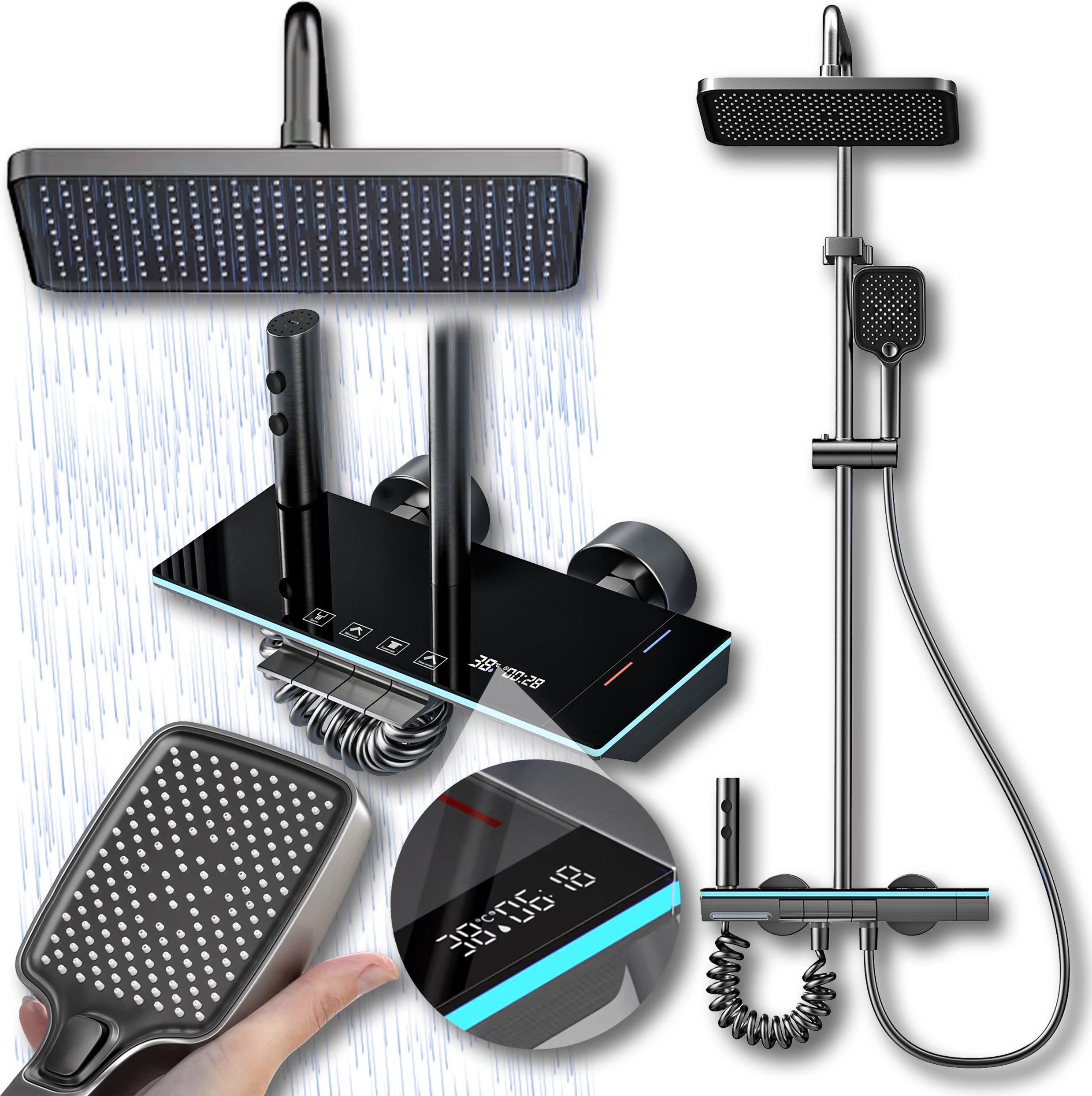 Zestaw prysznicowy Heckermann U9 Grafitowy