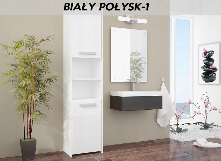 Mobene SZAFKA ŁAZIENKOWA REGAŁ 40 SZAFKI POŁYSK Ł-1 BIAŁA MOBENE