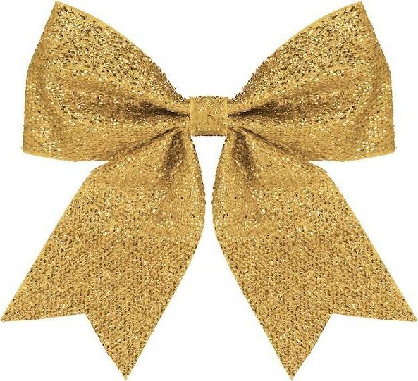 Springos Kokardka świąteczna na choinkę 30 cm brokatowa zawieszka choinkowa złota UNIWERSALNY