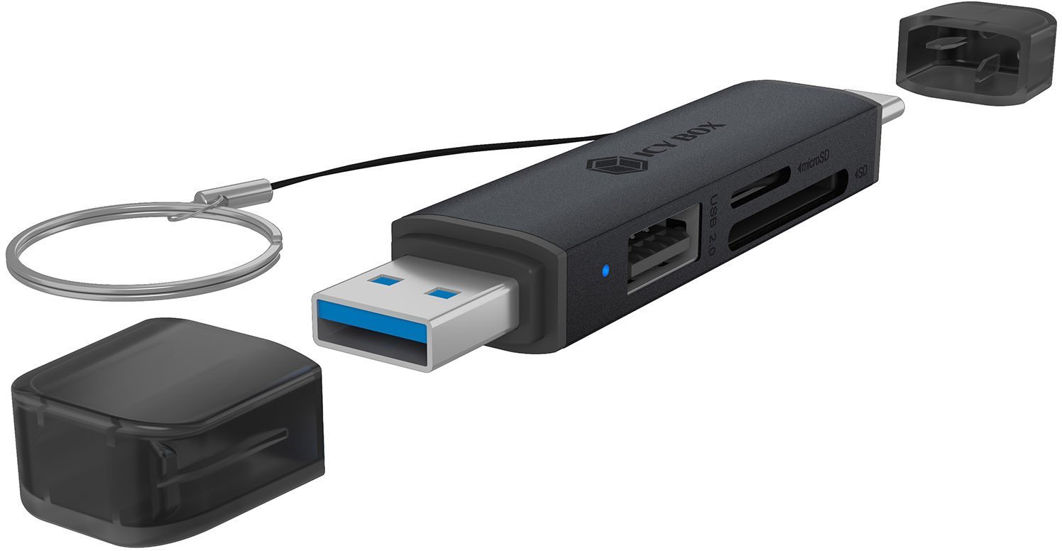 Adapter IcyBox USB 3.2 Gen1 3-in-1 Kartenleser USB Type-C/A