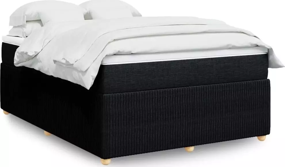 vidaXL vidaXL Łóżko kontynentalne z materacem, czarne, tkanina 160x200 cm