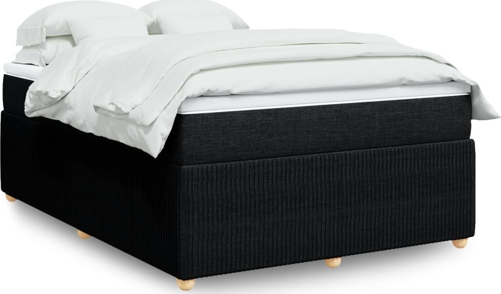 vidaXL vidaXL Łóżko kontynentalne z materacem, czarne, tkanina 160x200 cm