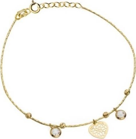 Lovrin Złota bransoletka 585 ażurowe serce z cyrkoniami