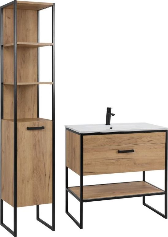 Comad Zestaw mebli łazienkowych BROOKLIN 800 + 821 dąb craft złoty