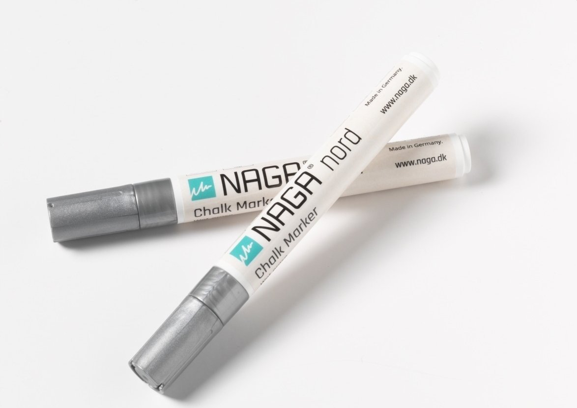NAGA Kridtmarker naga, 4,5 mm, sølv, pakket a 2 stk