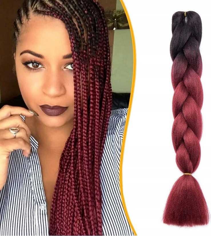 Mawe WŁOSY SYNTETYCZNE WARKOCZYKI PASMA CZARNY-KASZTAN