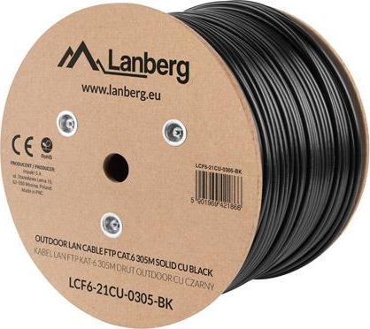 Lanberg Lanberg kabel instalacyjny FTP, kat. 6, drut OUTDOOR CU, 305m, czarny