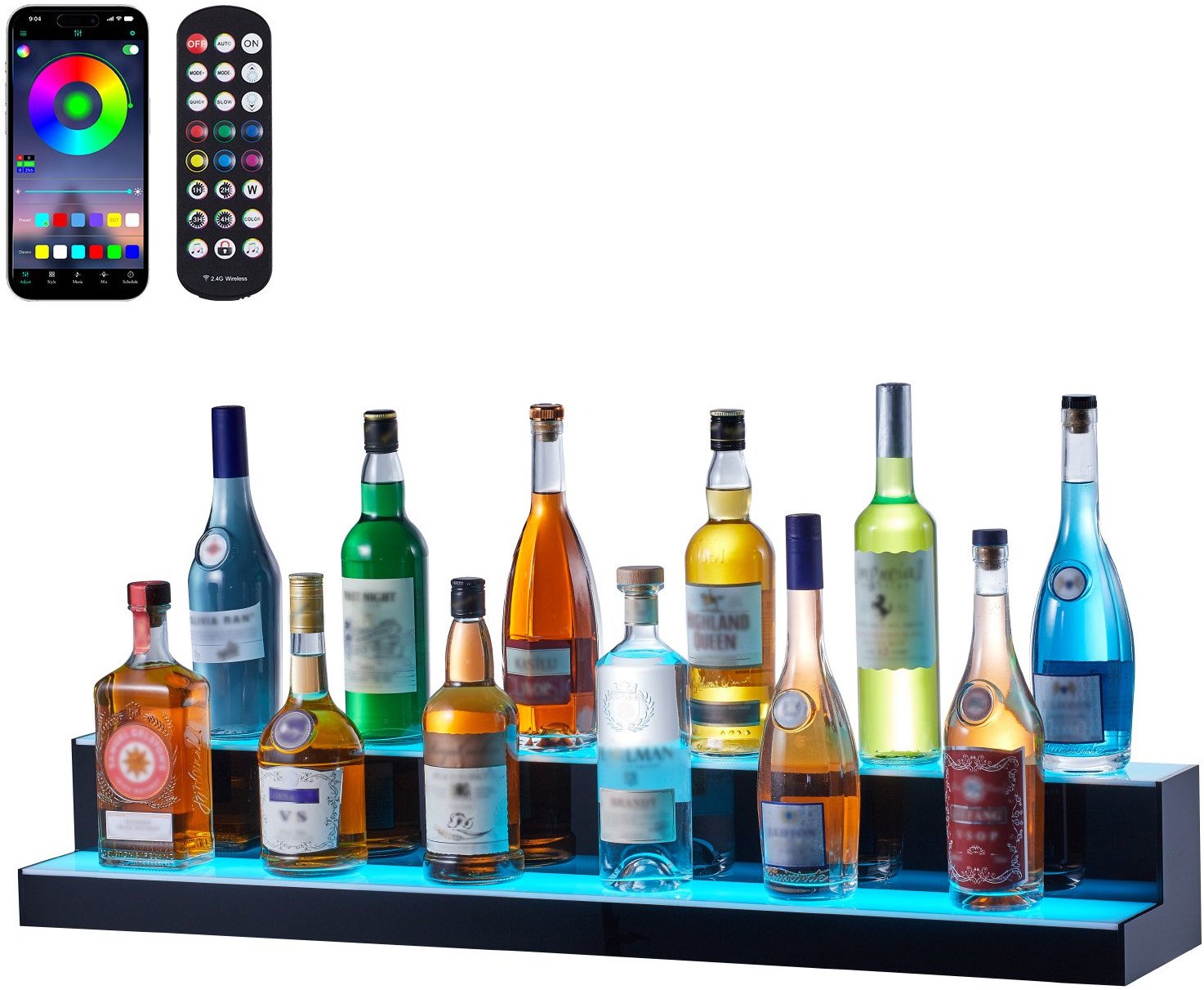 Podświetlana Półka na Butelki LED 102 cm Zdalne Sterowanie