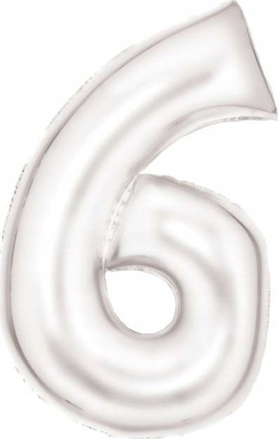 AMSCAN Balon foliowy cyfra 6 satynowa biała 86cm 9917298