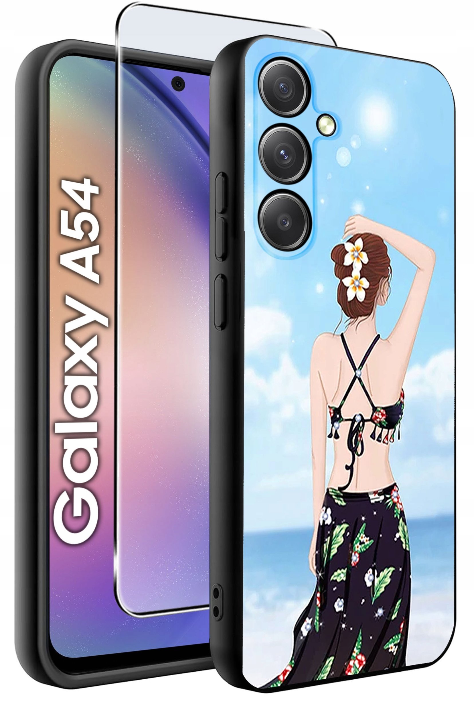 ETUI do Samsung A54 5G WZORY | SILIKONOWE MATT CASE + SZKŁO 9H