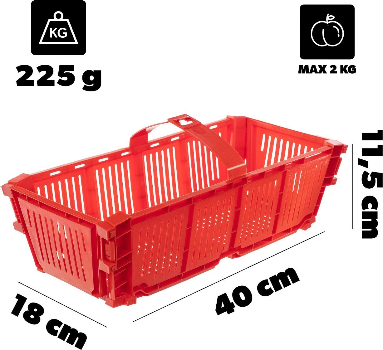 KADAX Łubianka Składana Koszyk Kobiałka Na Owoce Truskawki Plastikowa 2 kg