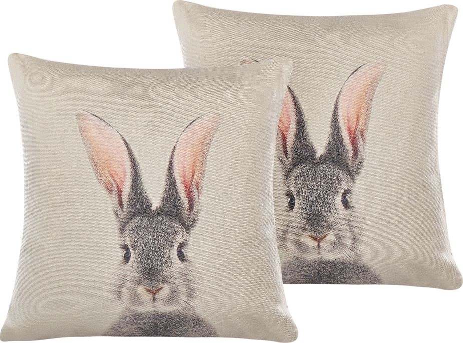 Beliani Zestaw 2 poduszek dekoracyjnych 45 x 45 cm szarobeżowy QUERCUS