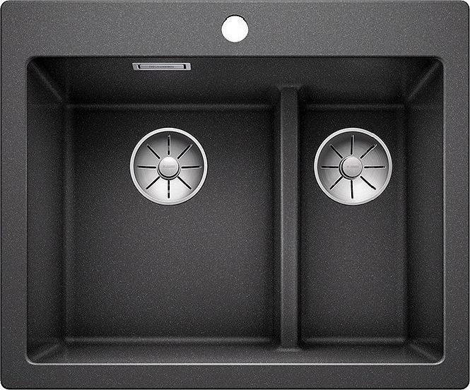 Zlewozmywak Blanco Pleon 6 Split Silgranit antracyt z korkiem InFino, komora z lewej (521689)