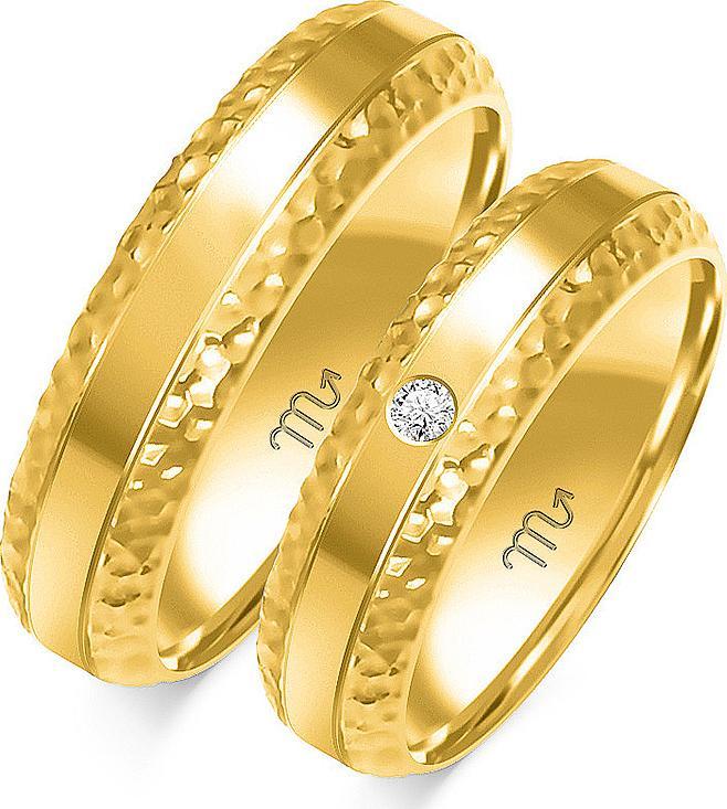 Lovrin Ślubna obrączka z diamentami grawerowana złota 333