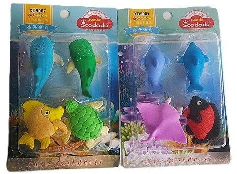 Gumki do ścierania zwierzęta morskie 4szt MIX EDUKAMP