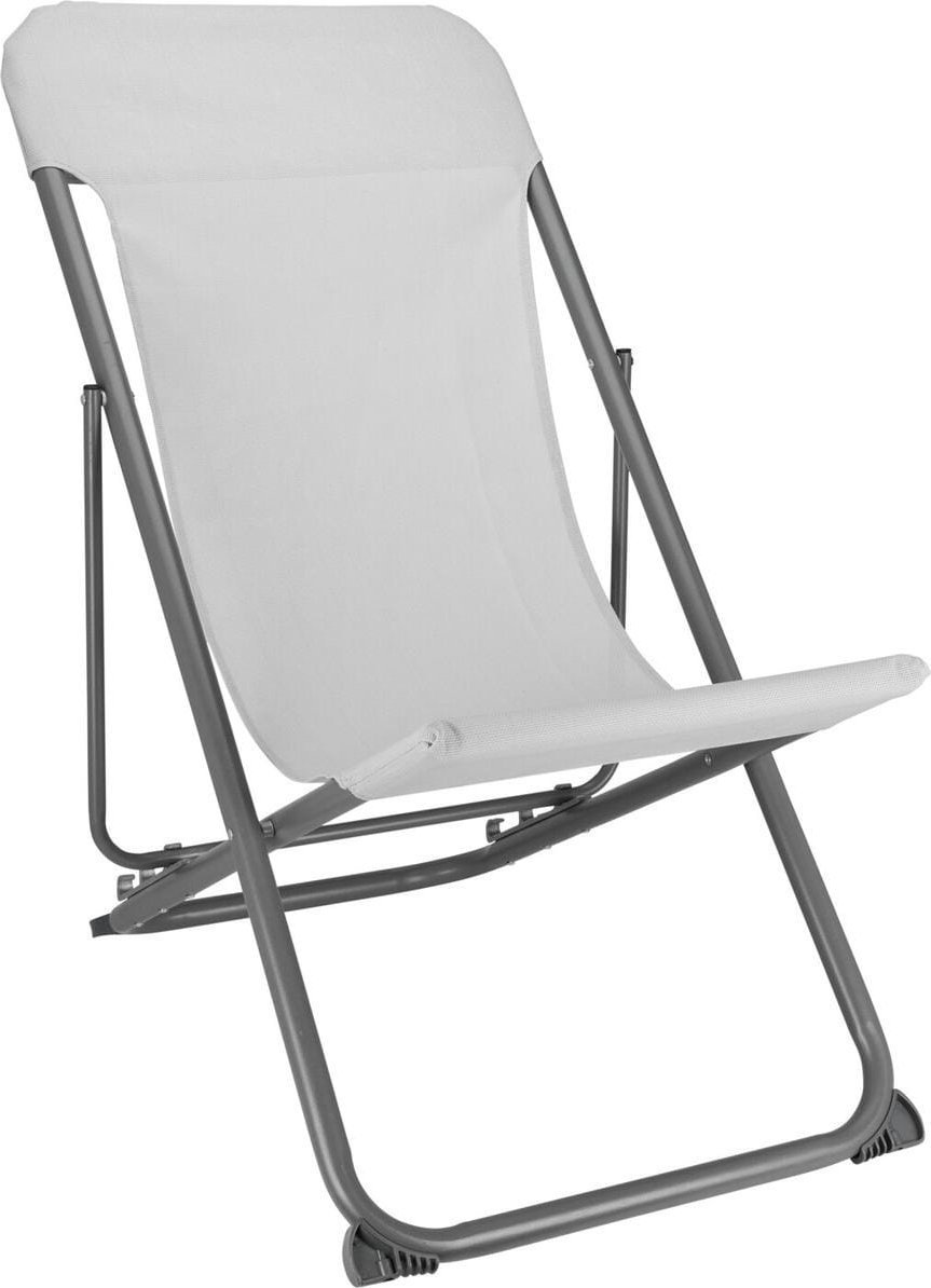 LEŻAK SKŁADANY STALOWY TEXTILENE BIAŁY