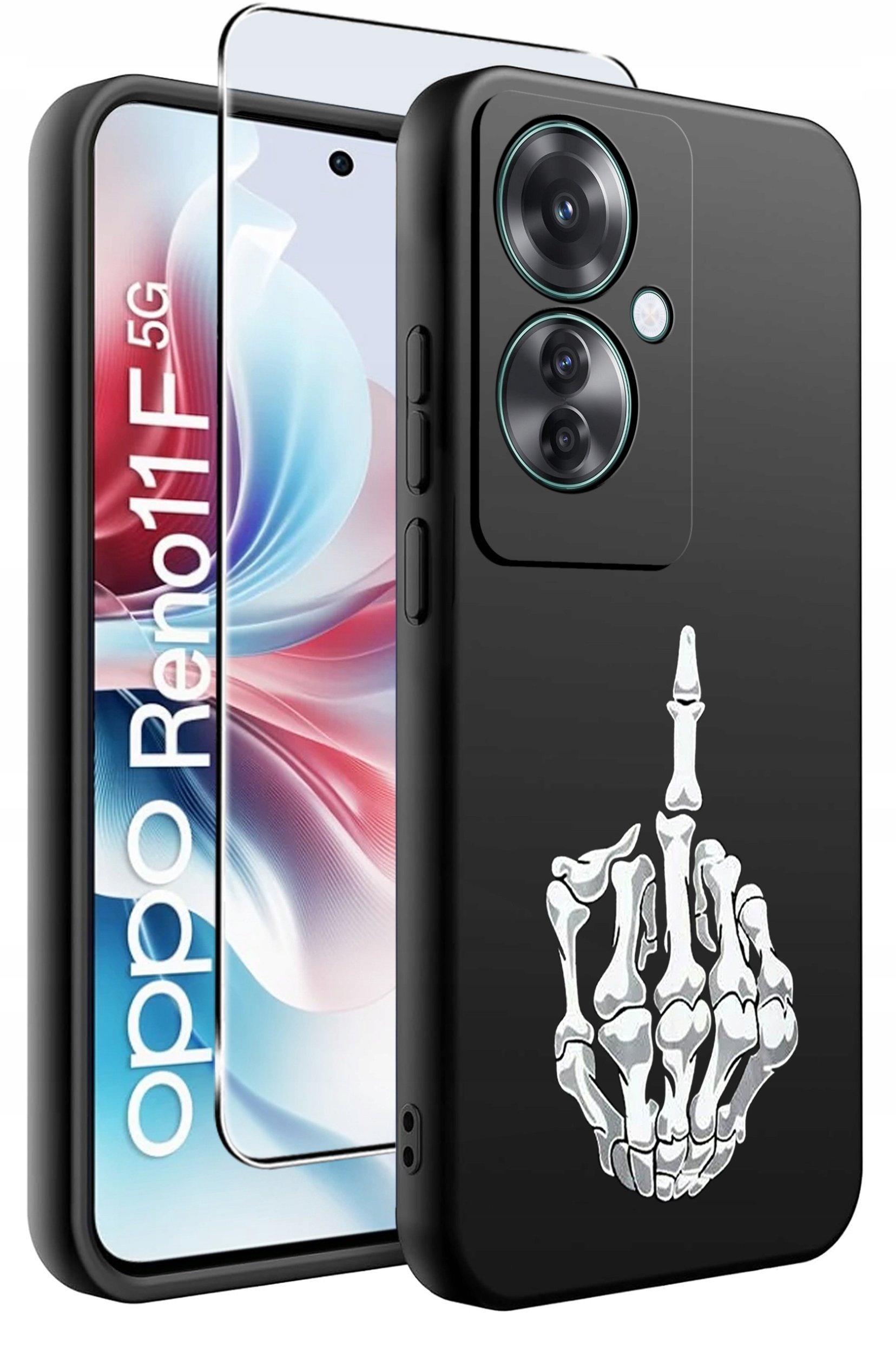 ETUI do Oppo Reno11 F 5G WZORY | SILIKONOWE MATT CASE + SZKŁO HARTOWANE 9H