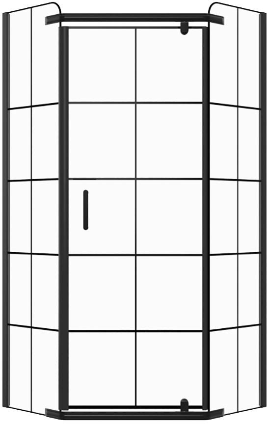 Szklana kabina prysznicowa pięciokątna czarna w szprosy 90x90 190 cm 6mm szkło CE