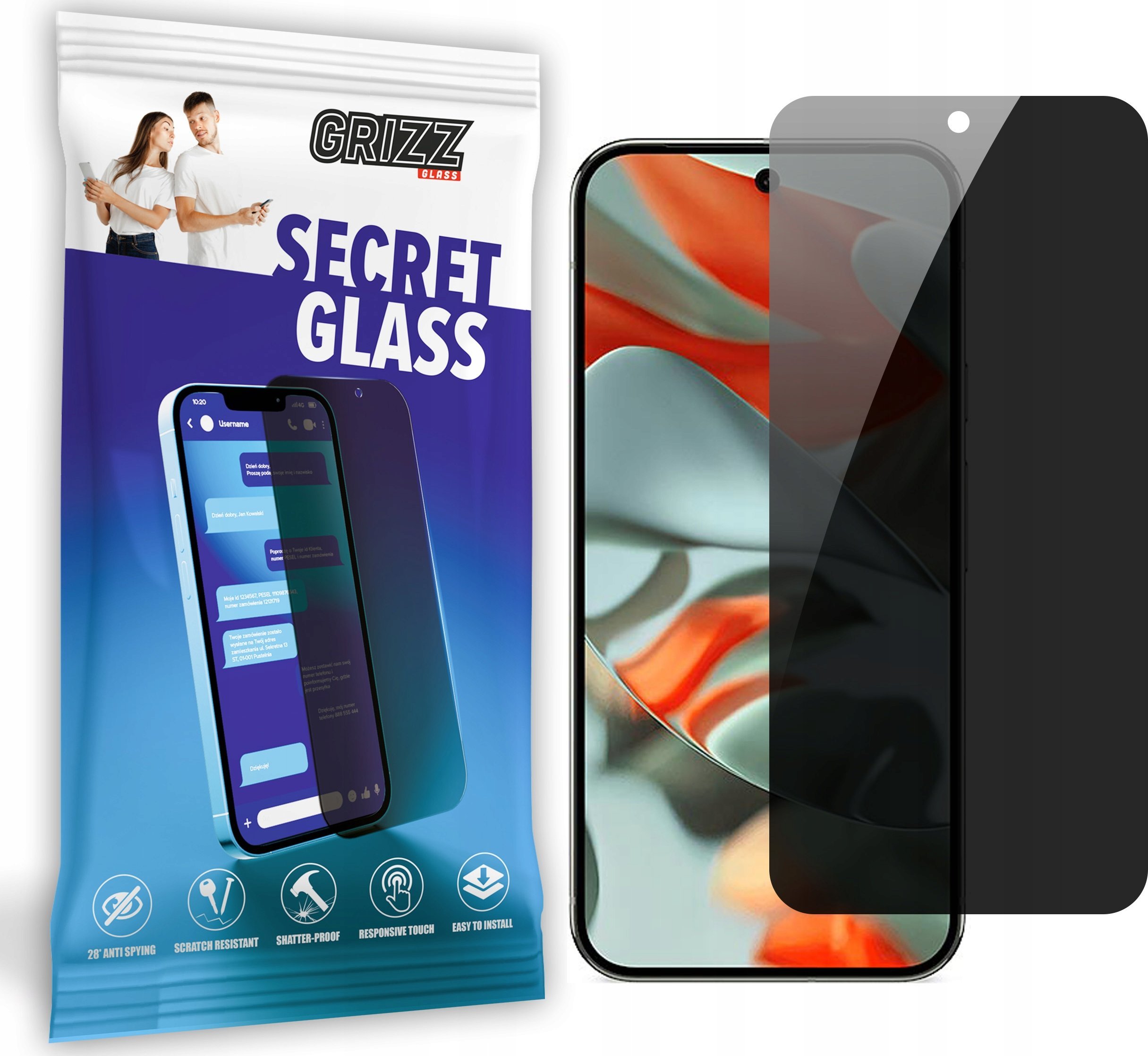 GrizzGlass Szkło prywatyzujące GrizzGlass SecretGlass do Google Pixel 9 Pro XL