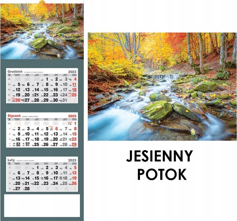 EVENA KALENDARZ TRÓJDZIELNY 2023 ŚCIENNY WZORY POTOK