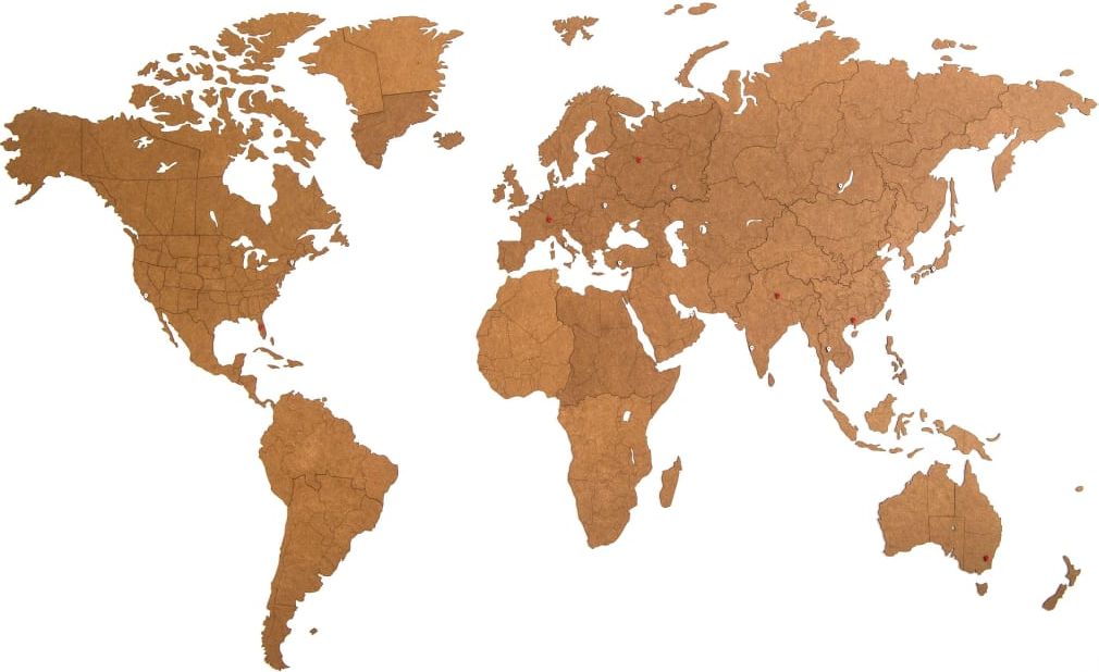 MiMi Innovations MiMi Innovations Drewniana mapa świata Giant, brązowa, 280x170 cm